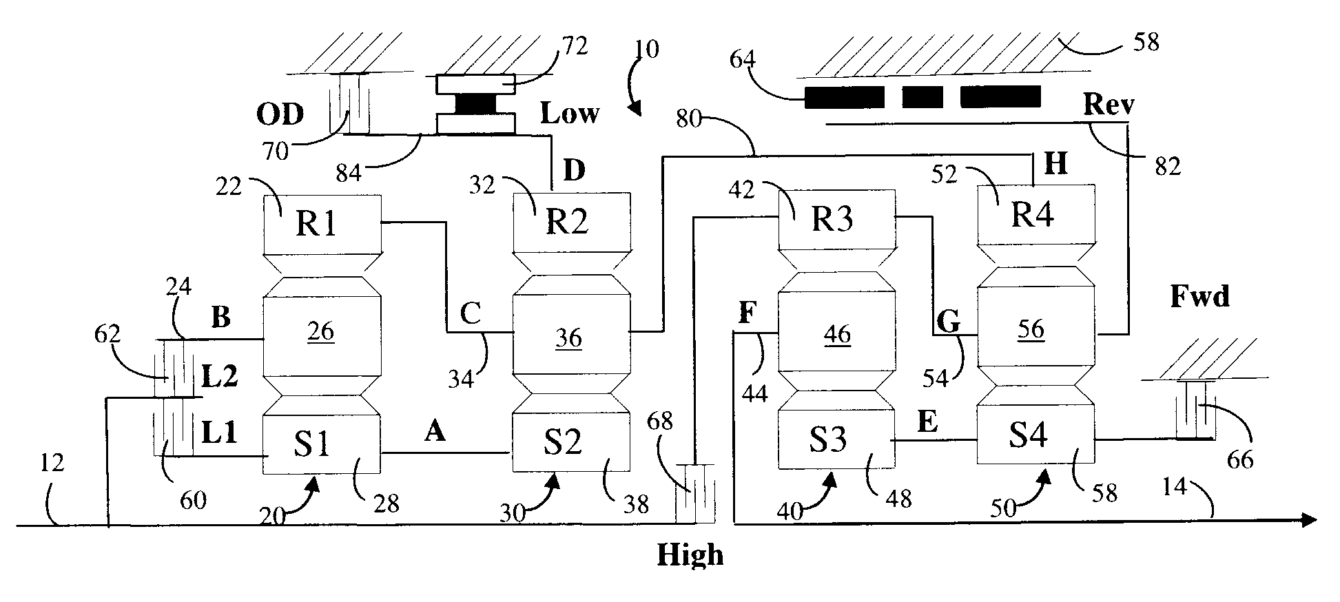 Multiple speed automatic transmission