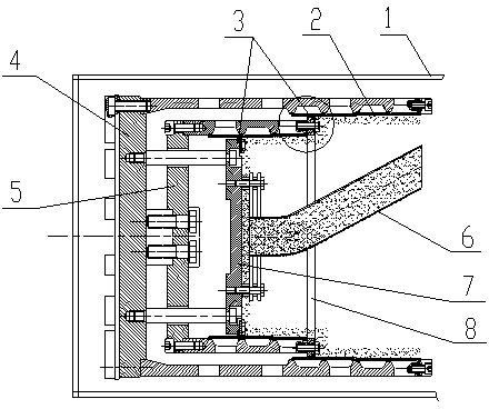 Material pushing piece of drum of material pushing centrifugal machine