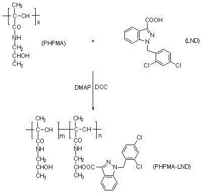Poly n-(2-hydroxypropyl) methacrylamide-lonidamine macromolecular prodrug and preparation method thereof