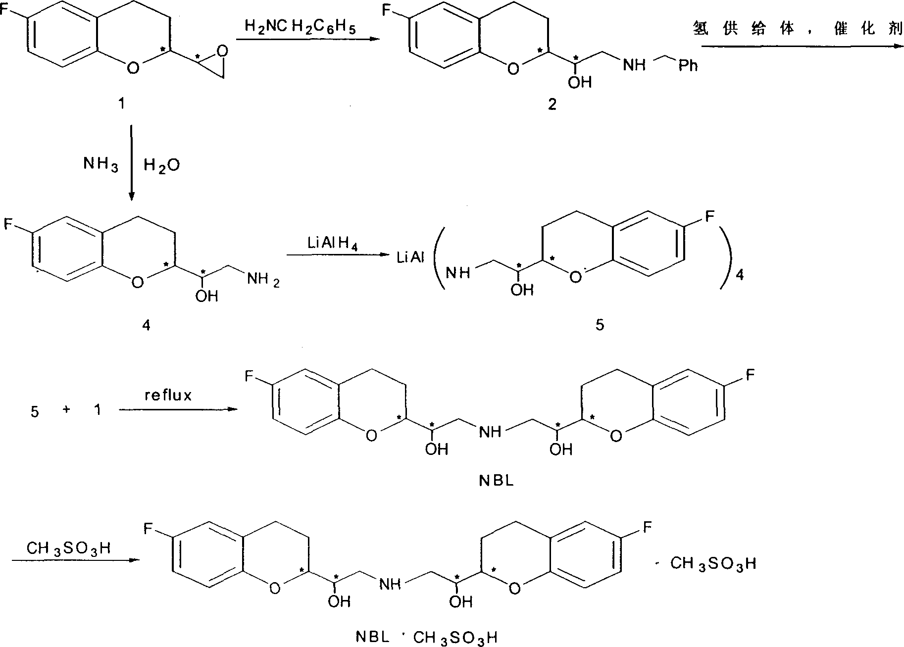 2,2'-[iminodi(methylene)di-(6-fluoro-3,4-dihydro-2h-1-benzenepyran-2- methanol) methane sulfosalt