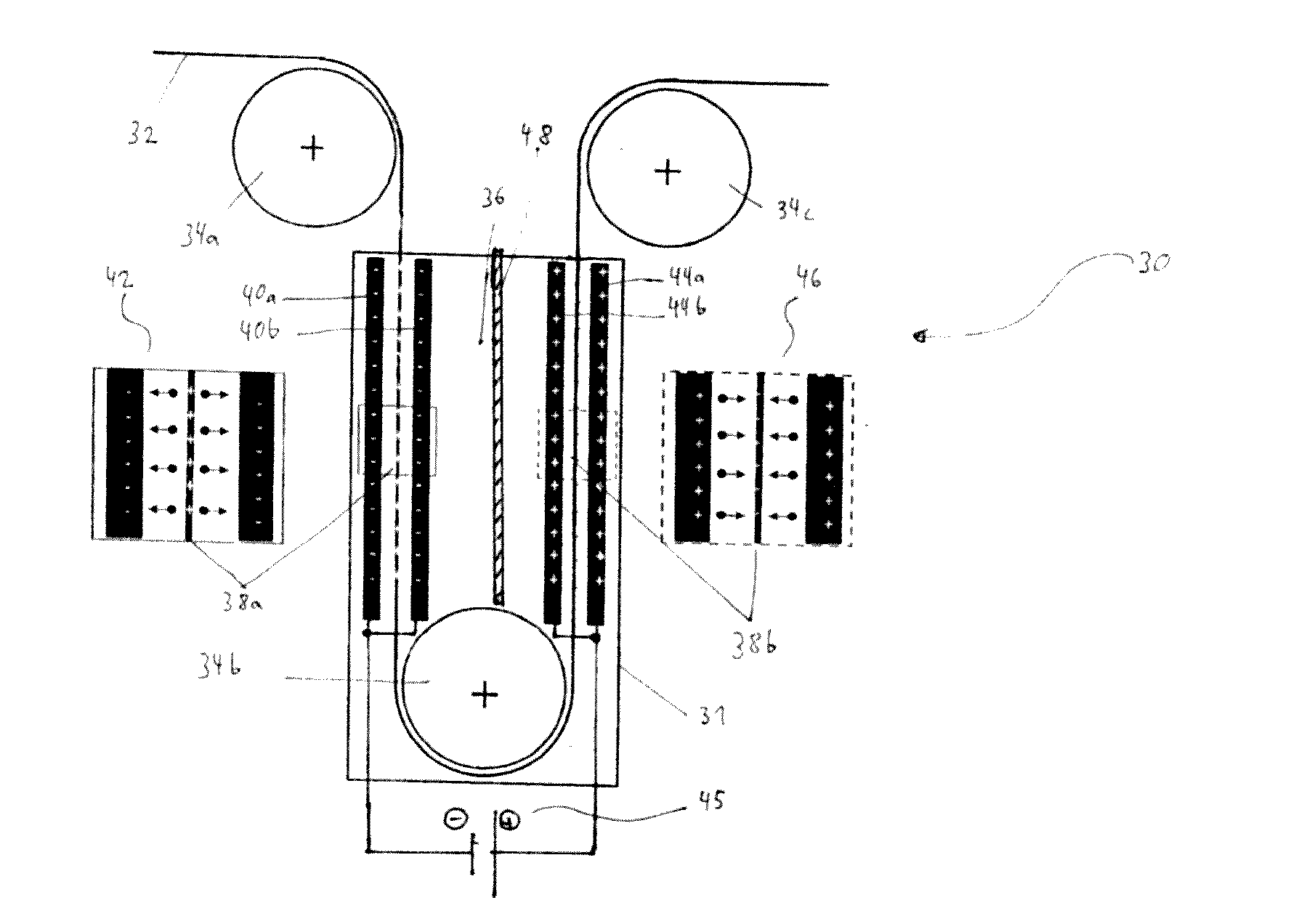 Method for electrolytic surface modification of flat metal workpieces in copper-sulfate treatment liquid containing sulfate-metallates
