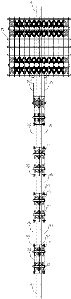 A cable support structure and installation method of a shaft-hinged cable crane