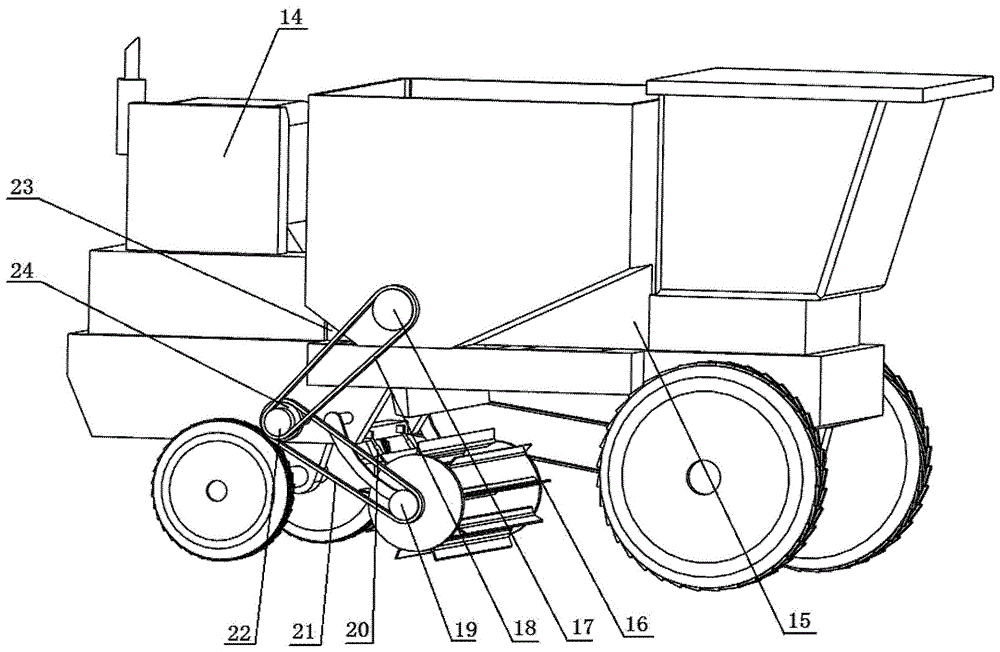 A self-propelled orchard straw and surface soil double-layer covering machine