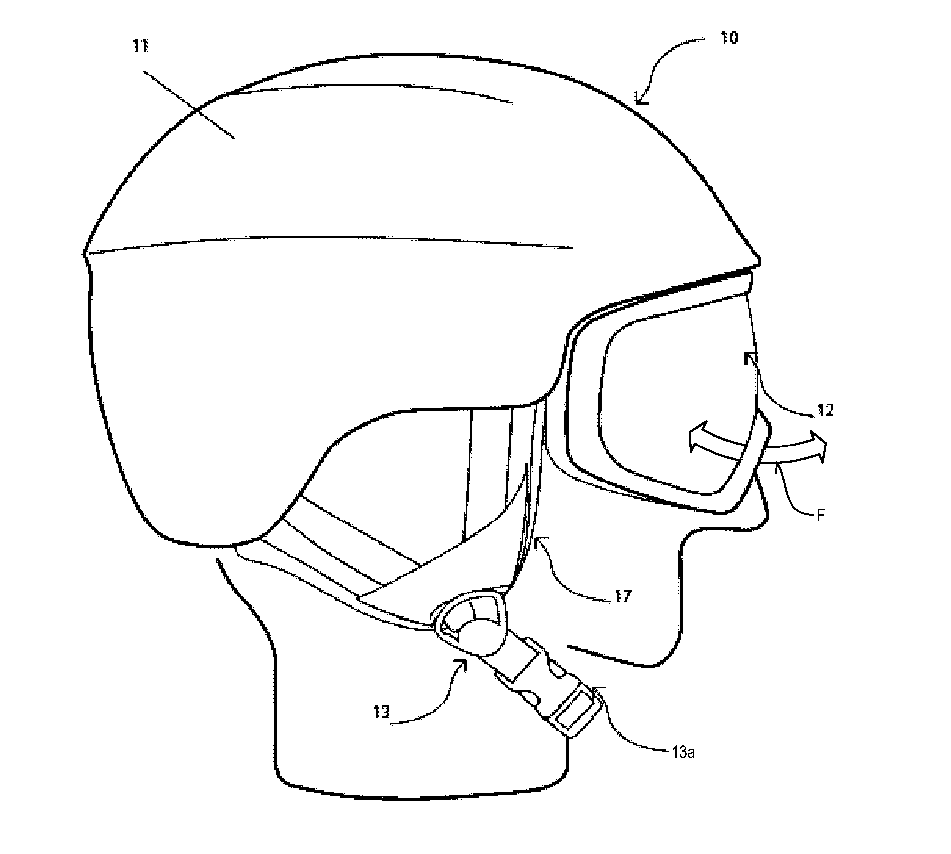 Unit composed of helmet and protective eye mask