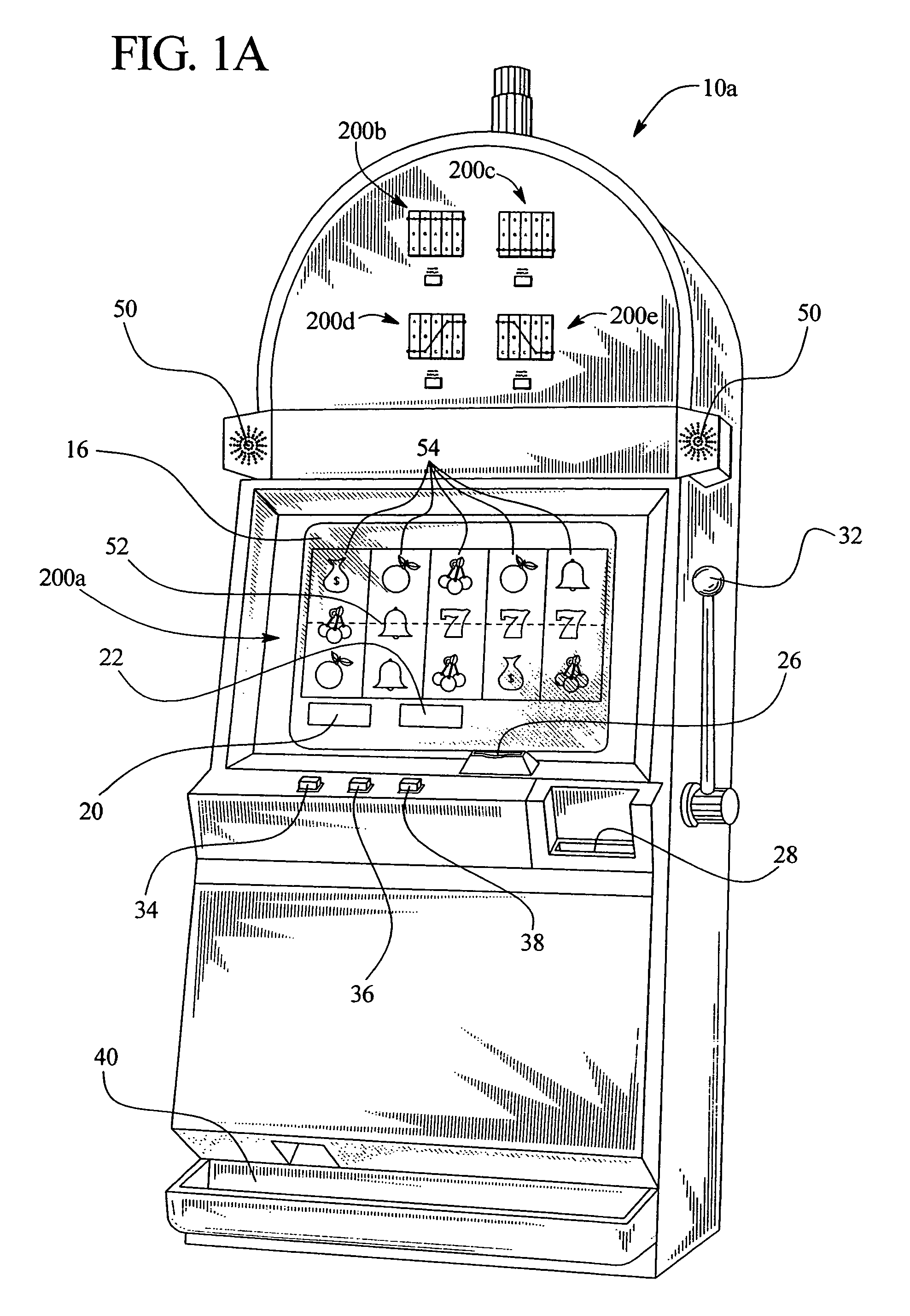 Gaming device having separately and simultaneously displayed paylines