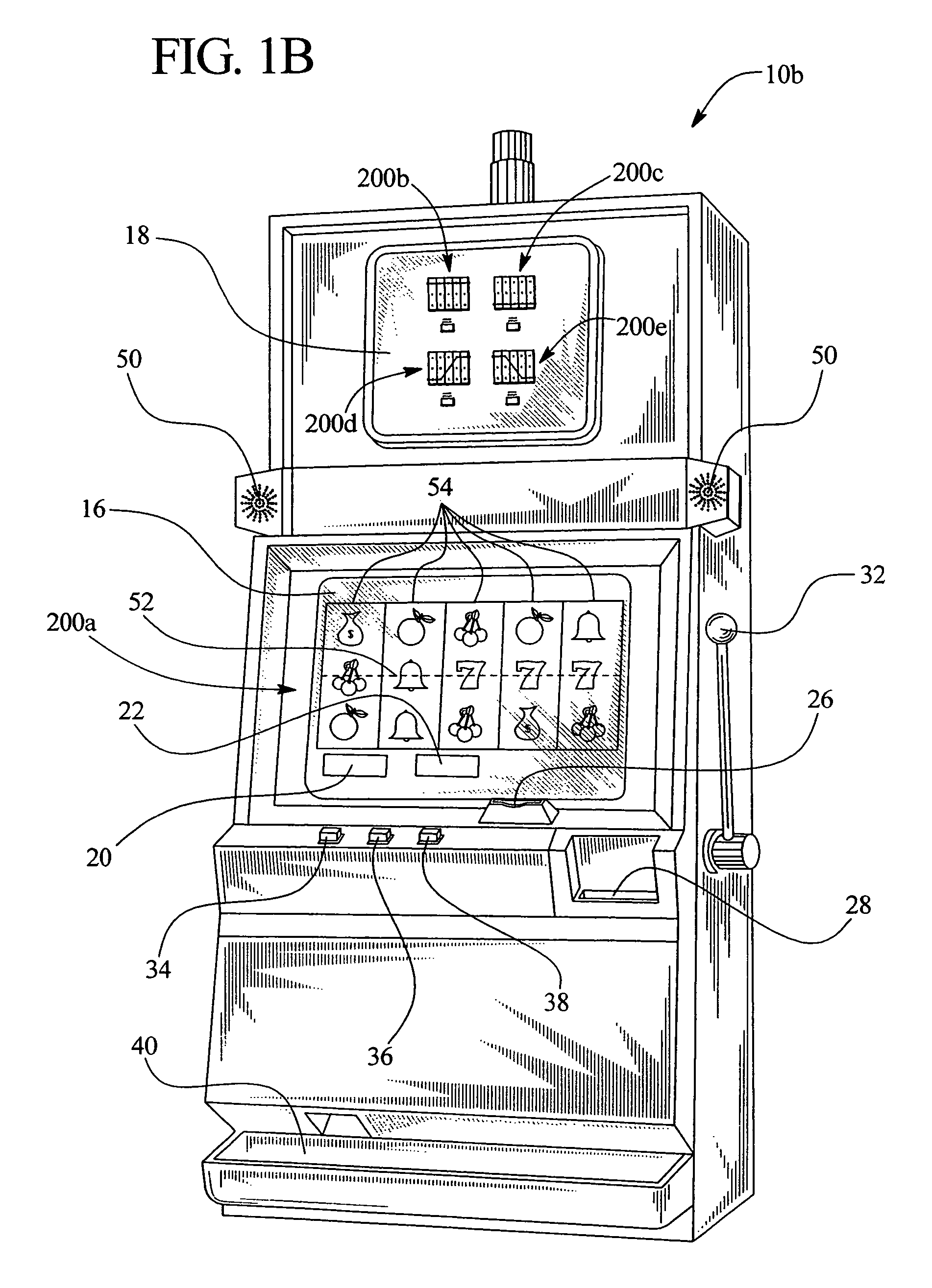 Gaming device having separately and simultaneously displayed paylines