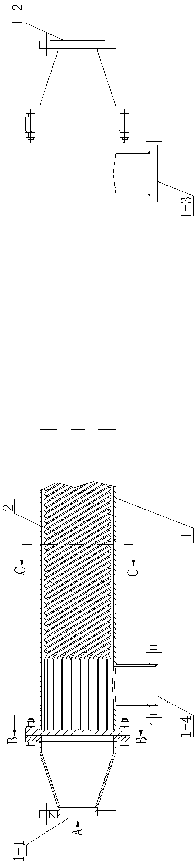 Spiral winding tube type heat exchanger and variable flow spiral tube cooling device