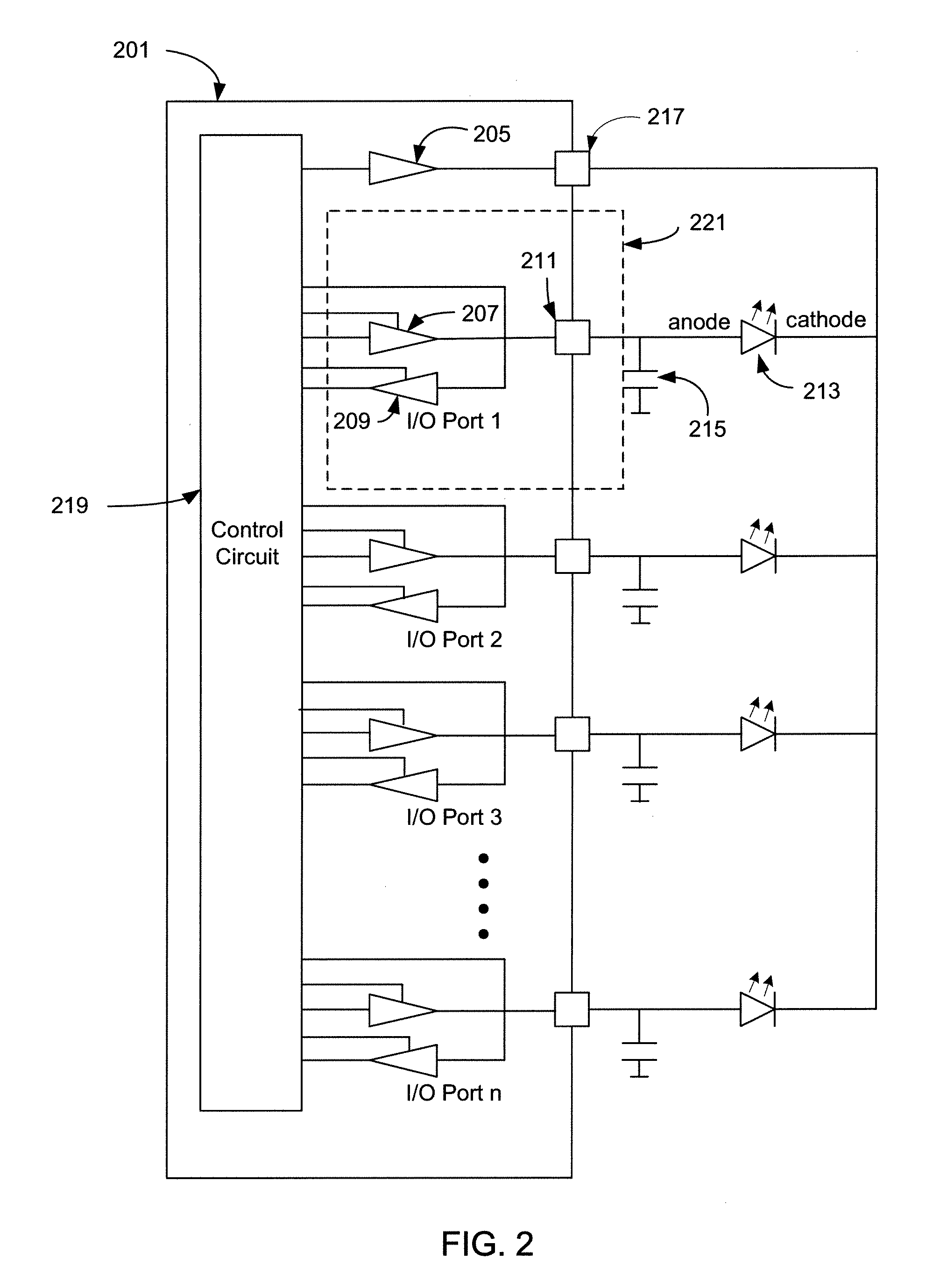 Multiple capacitive (button) sensor with reduced pinout