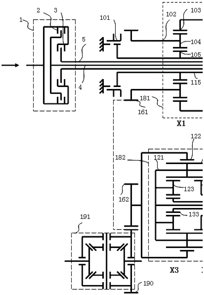 A multi-speed planetary gear type dual-clutch transmission