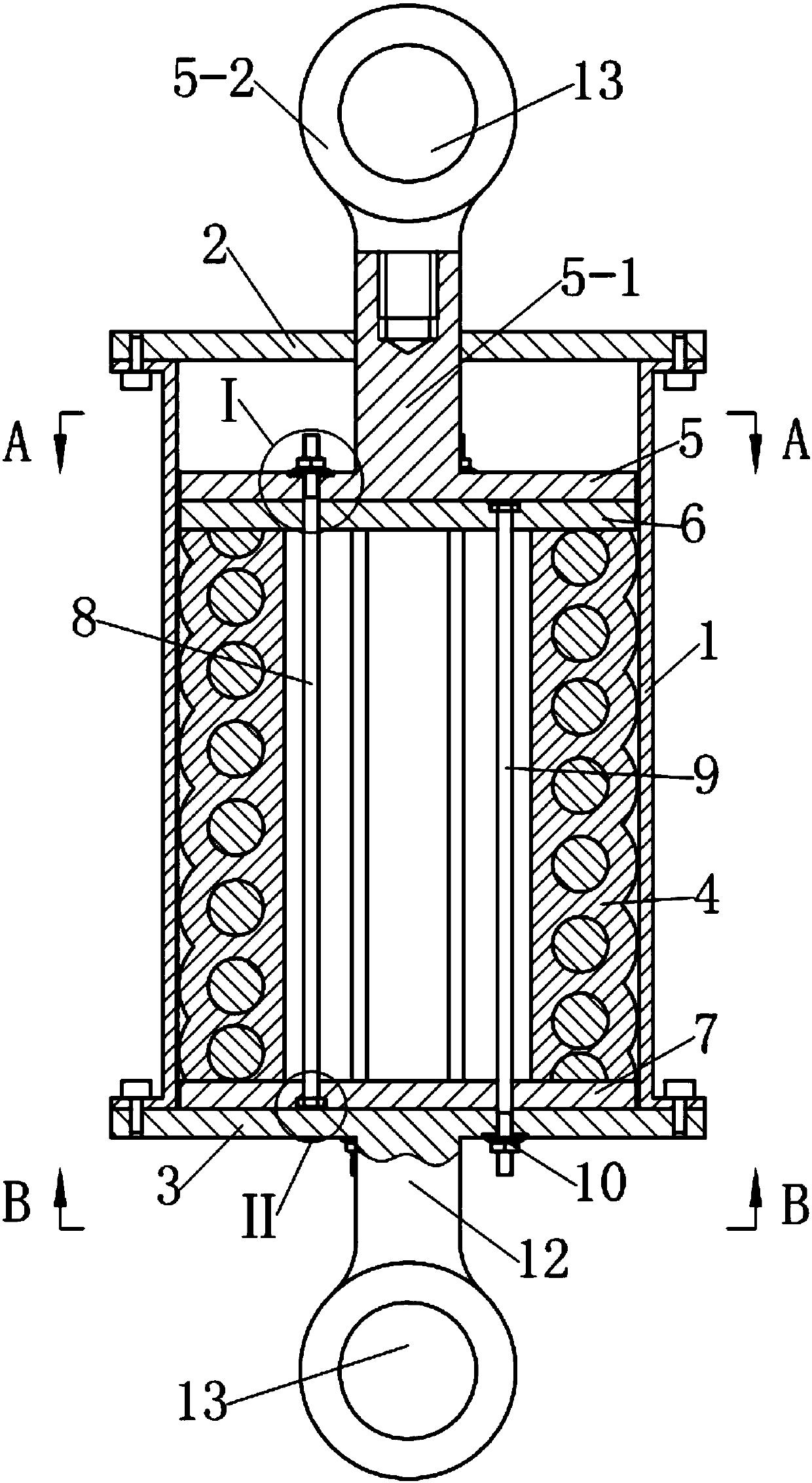 A tie-rod composite spring-damper with preset early stiffness