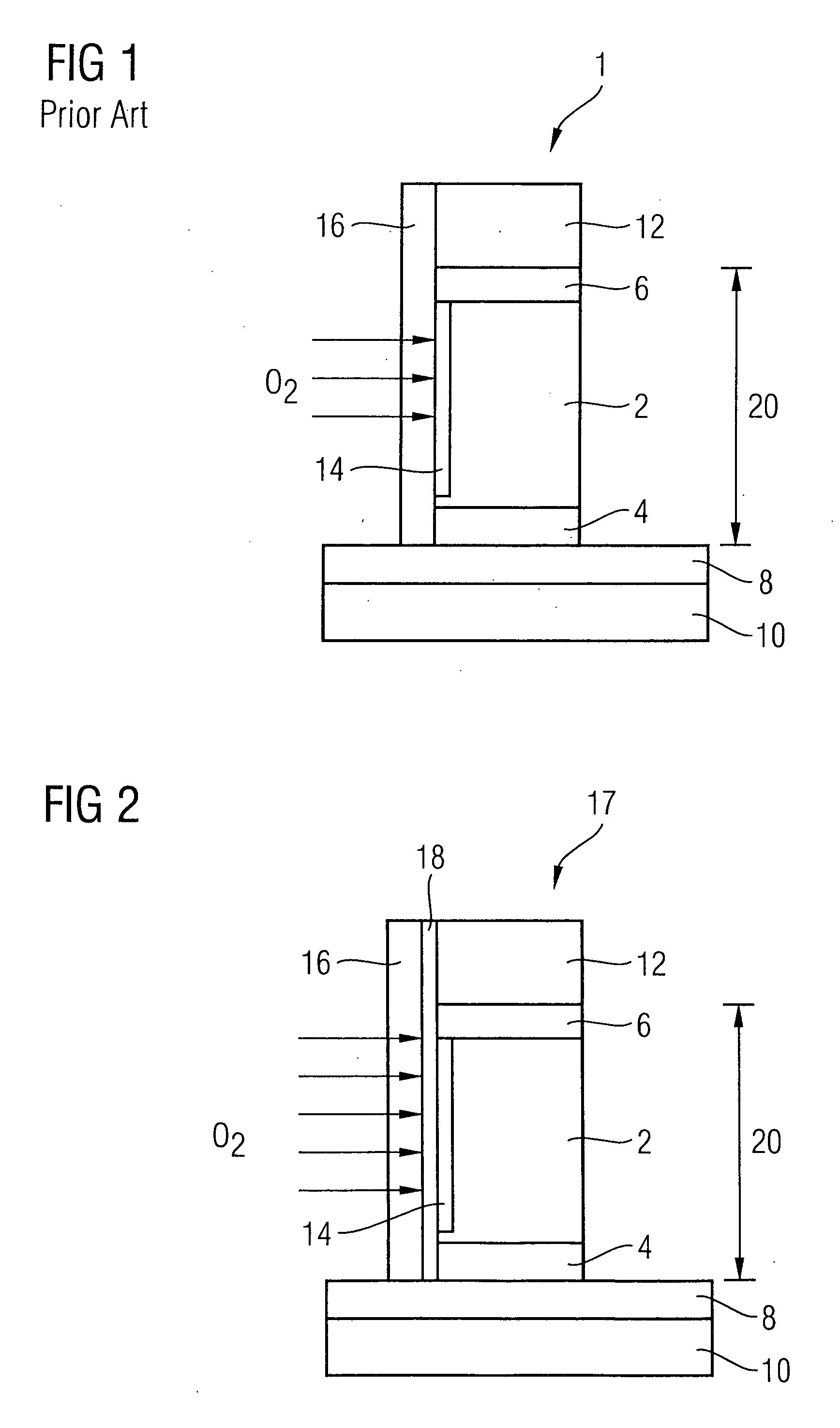 Ferroelectric capacitor devices and a method for compensating for damage to a capacitor caused by etching