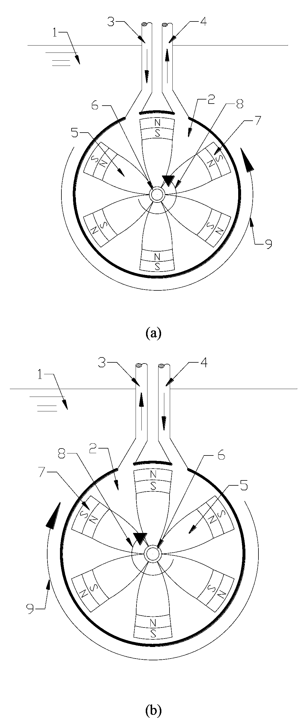 Method for generating electromagnetic force with temporal and spatial variation in conducting liquid by adopting fluid driving