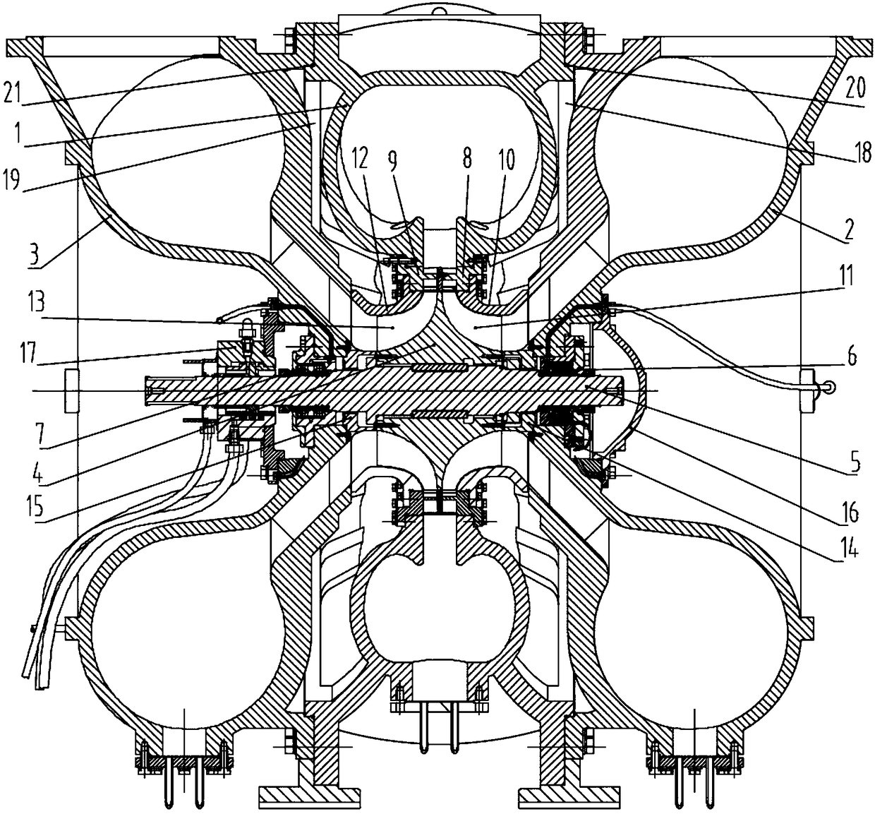 A parallel-flow radial organic working fluid power generation expander and its installation method