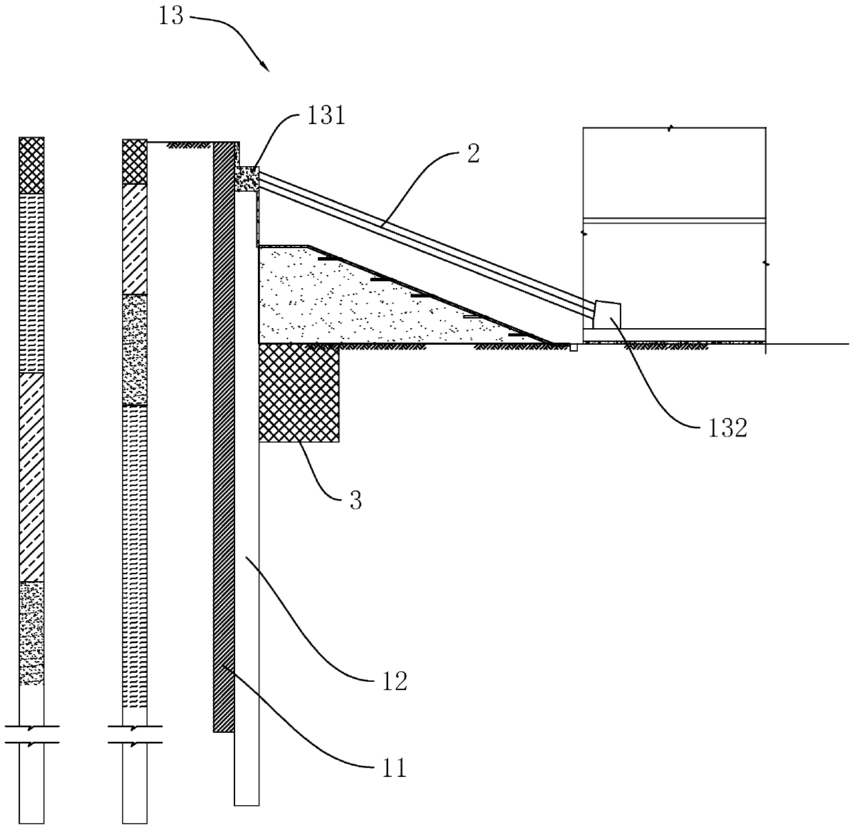 Foundation pit supporting structure and construction process thereof