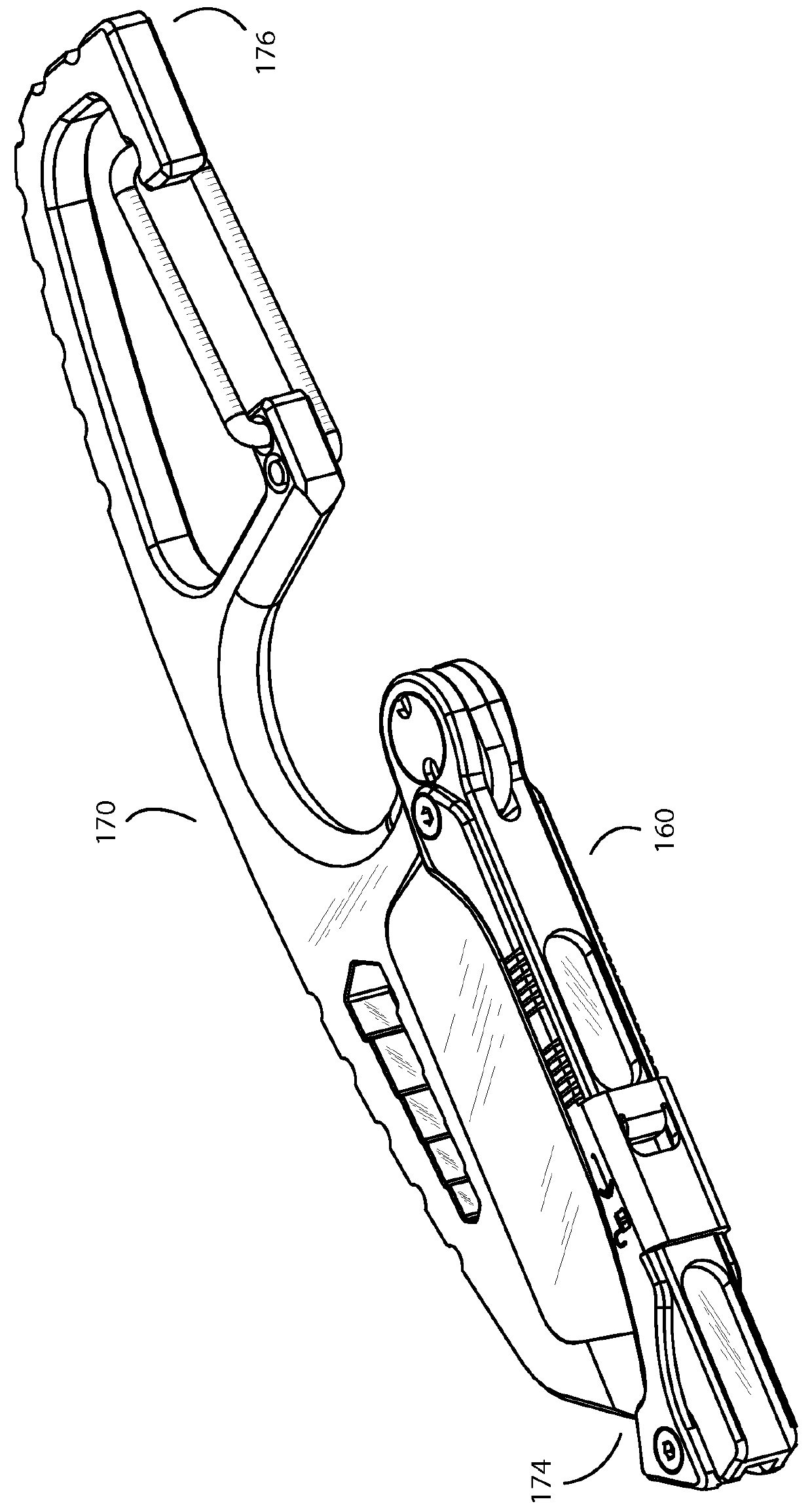 Survival knife with integrated moveable guard