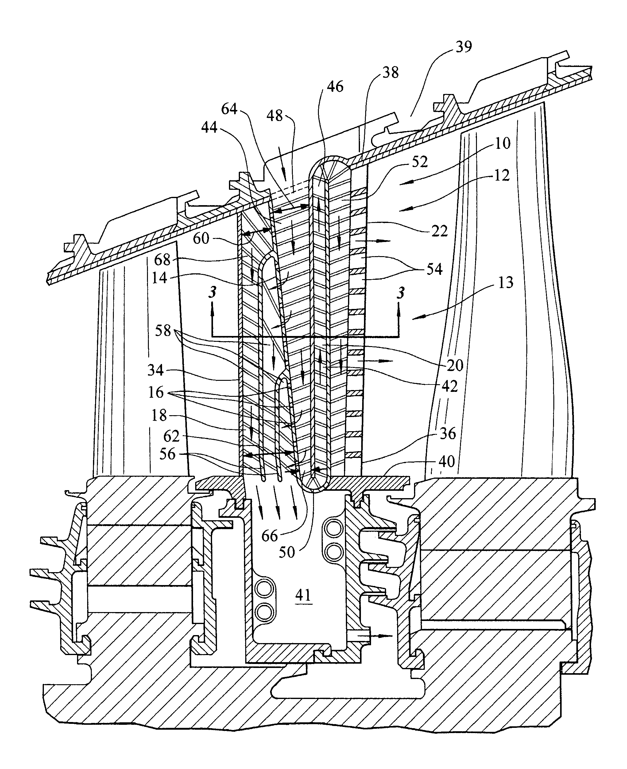Gas turbine vane with integral cooling flow control system