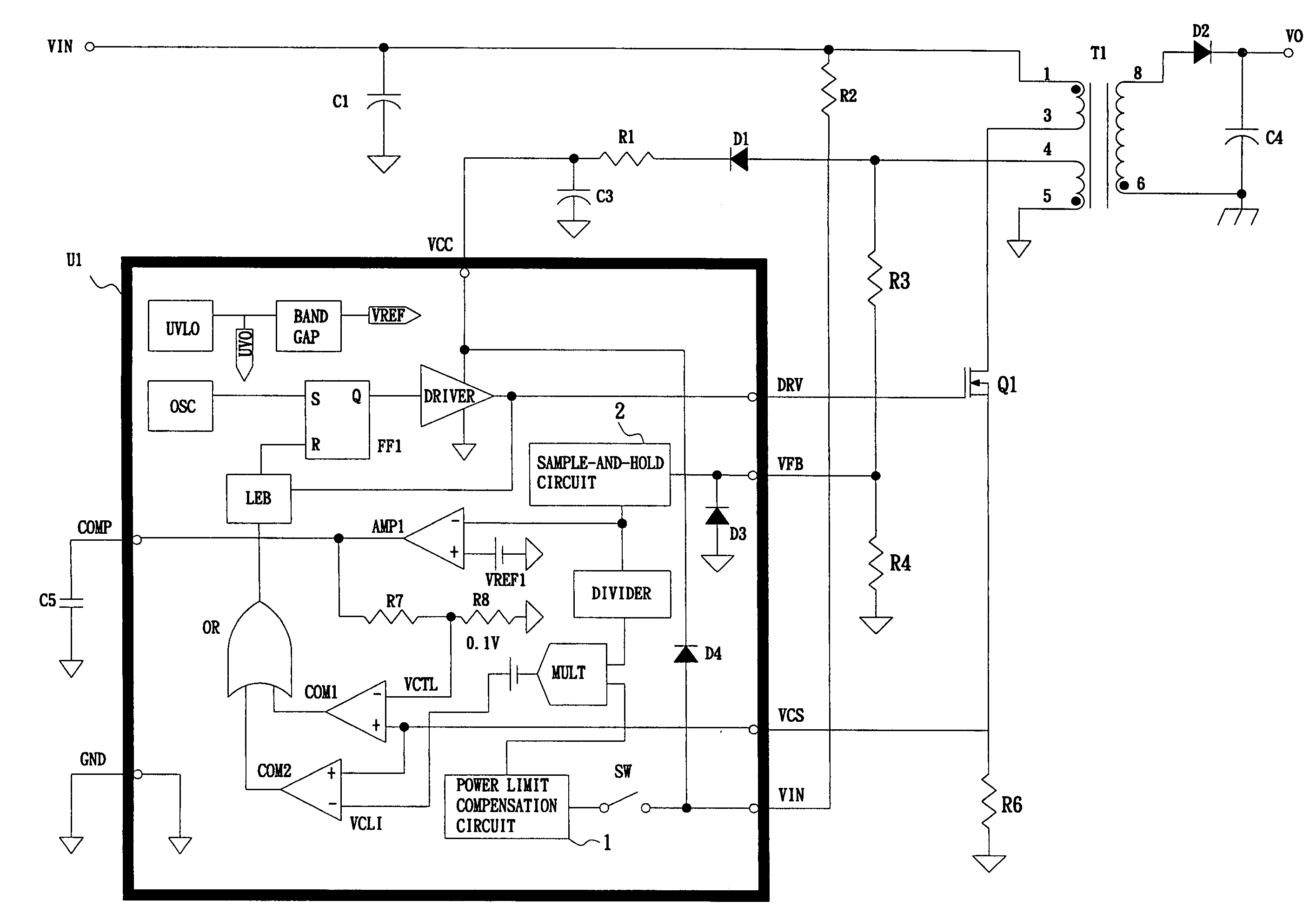 Primary-side feedback switching power supply