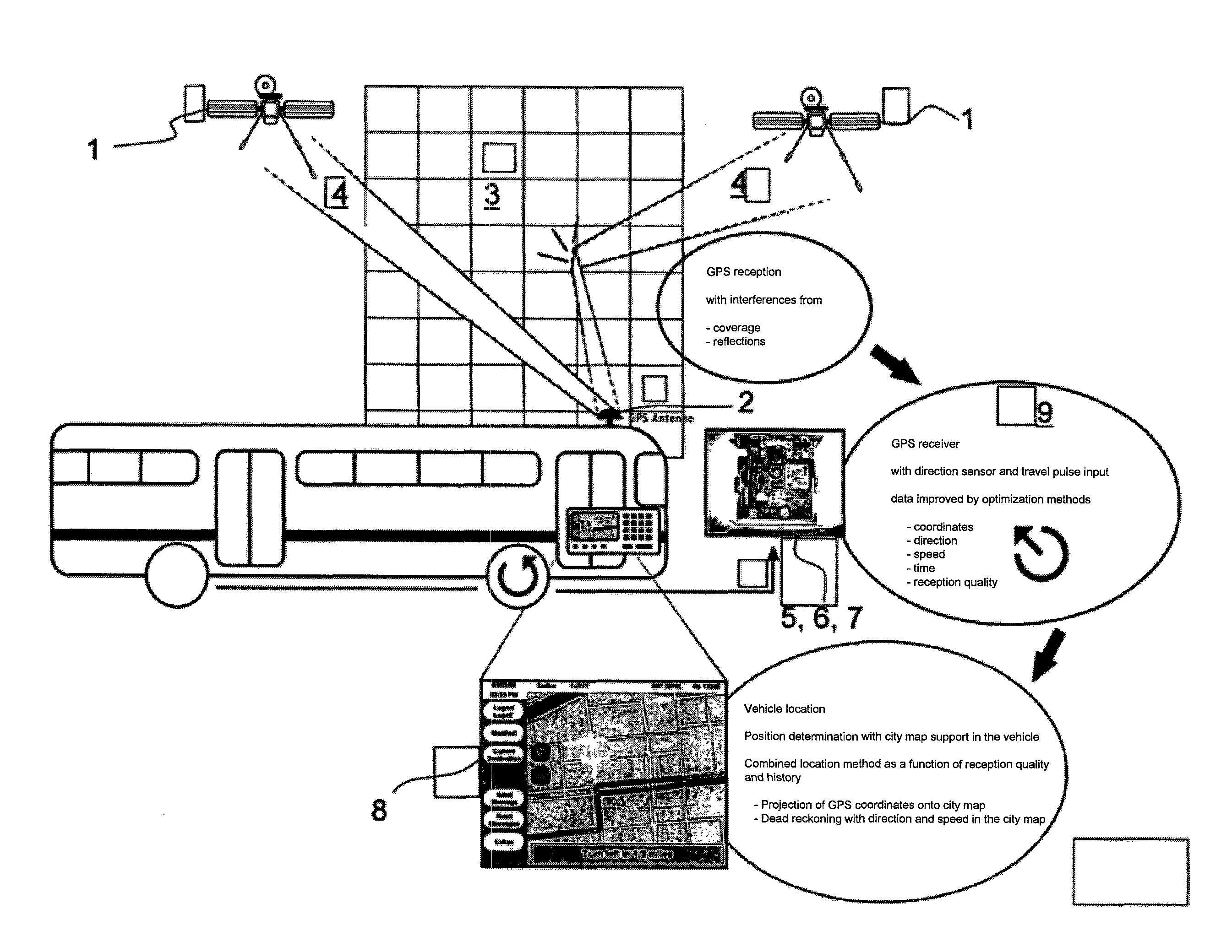 Method and device for determining the location of a vehicle