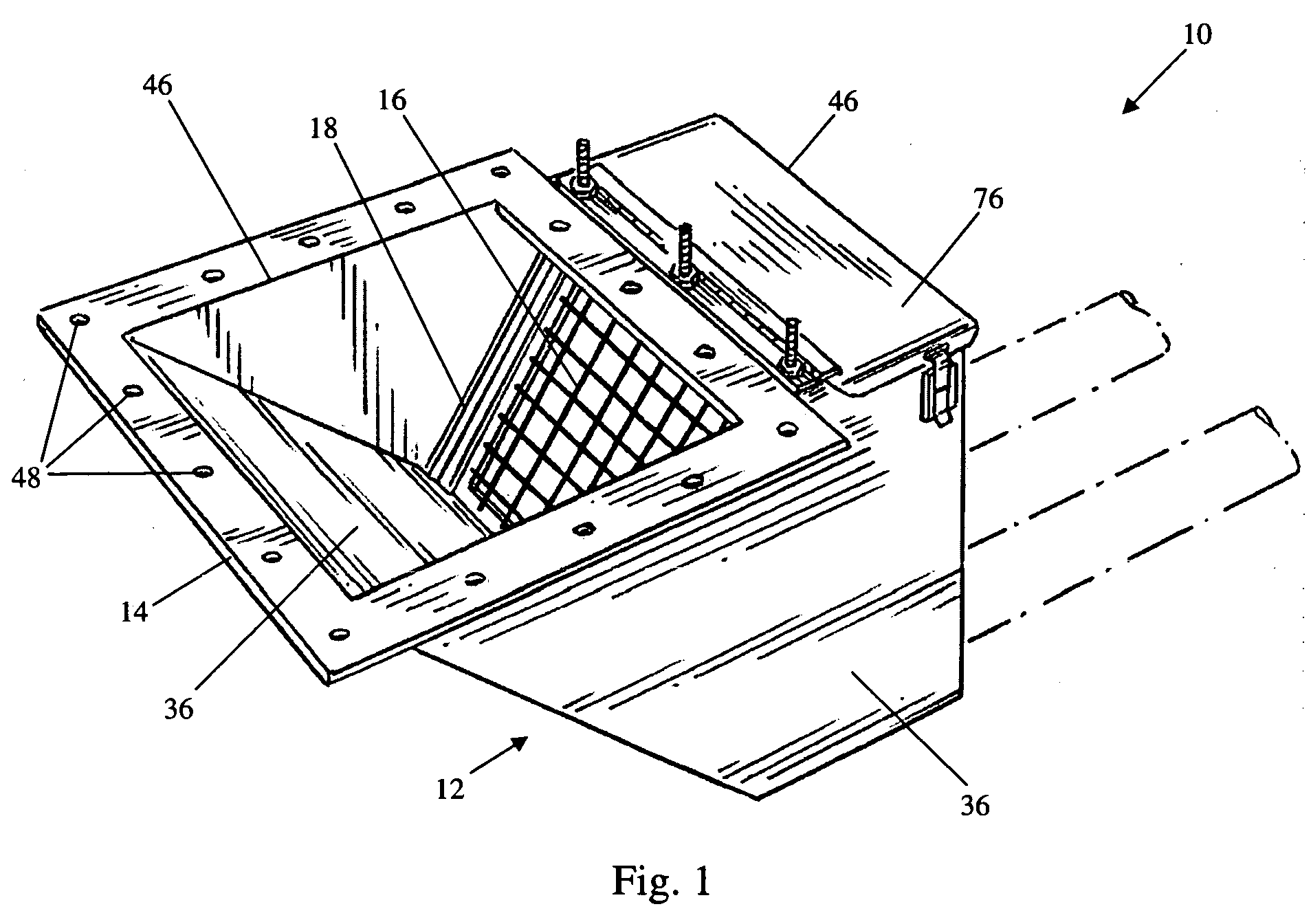 Filtering flow box for mounting to a silo