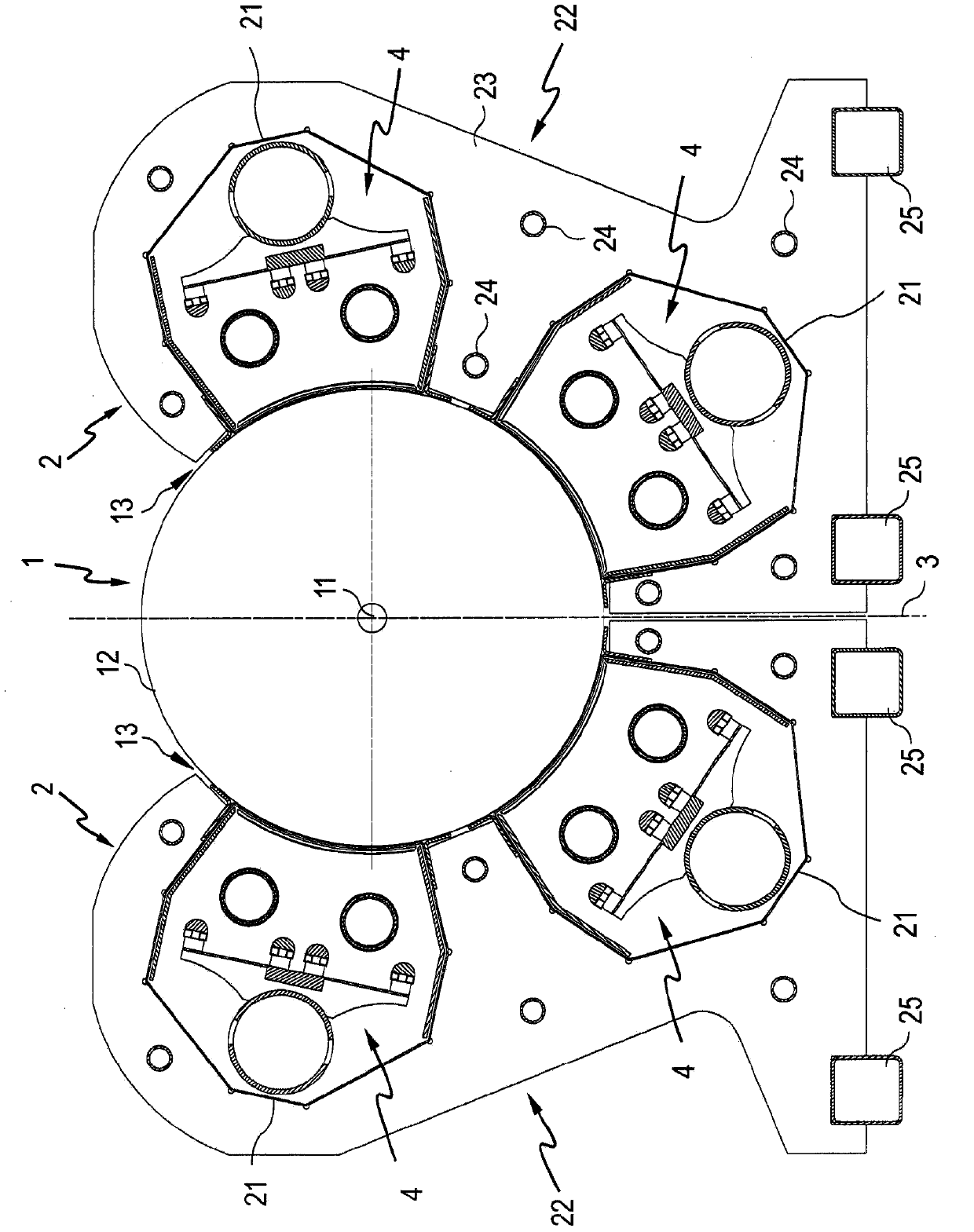 Multiple coating device for strip substrates and strip substrate vacuum coating apparatus