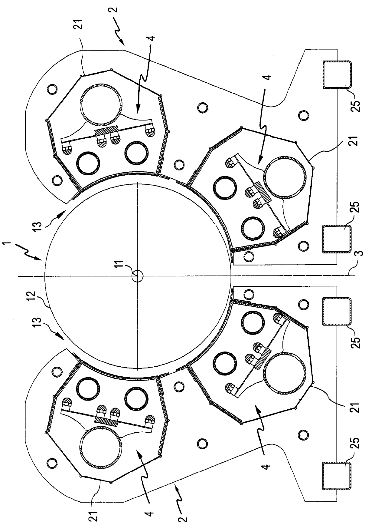 Multiple coating device for strip substrates and strip substrate vacuum coating apparatus