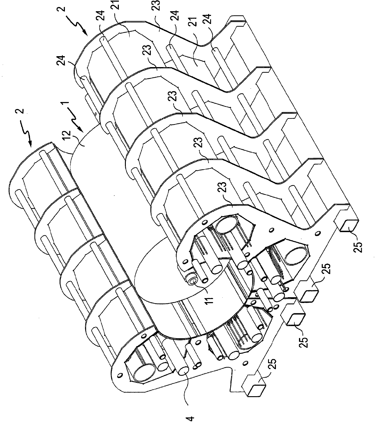 Multiple coating device for strip substrates and strip substrate vacuum coating apparatus