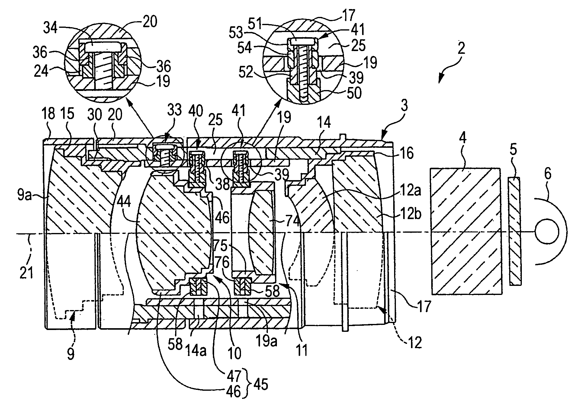 Lens supporting frame of lens device and method of adjusting the same