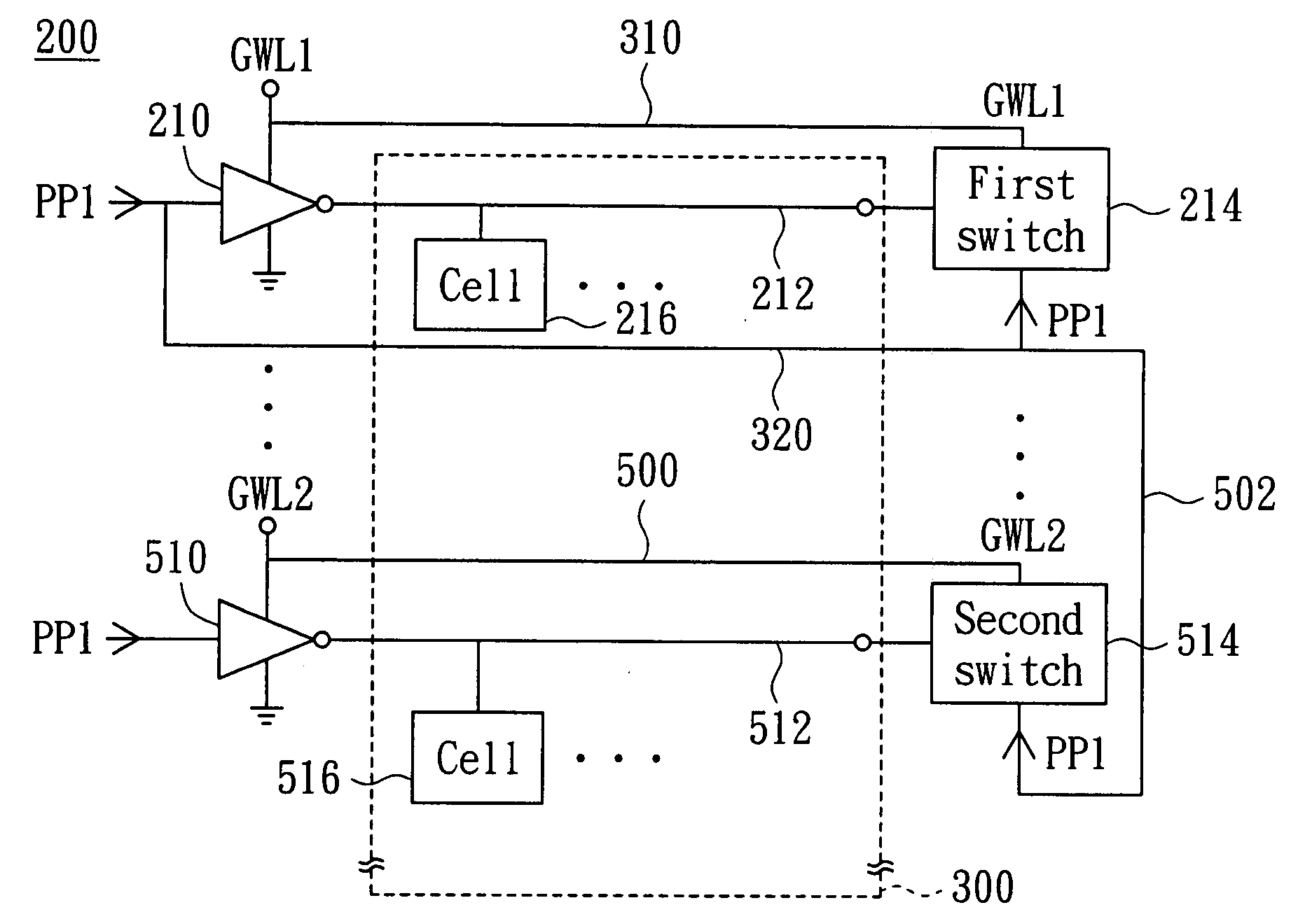 Memory and method for charging a word line thereof