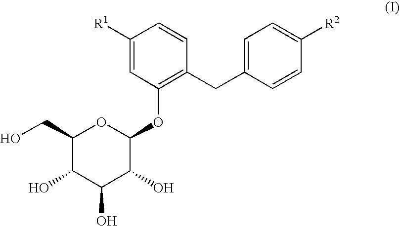 Glucopyranosyloxybenzylbenzene derivatives, medicinal compositions containing the same and intermediates for the preparation of the derivatives
