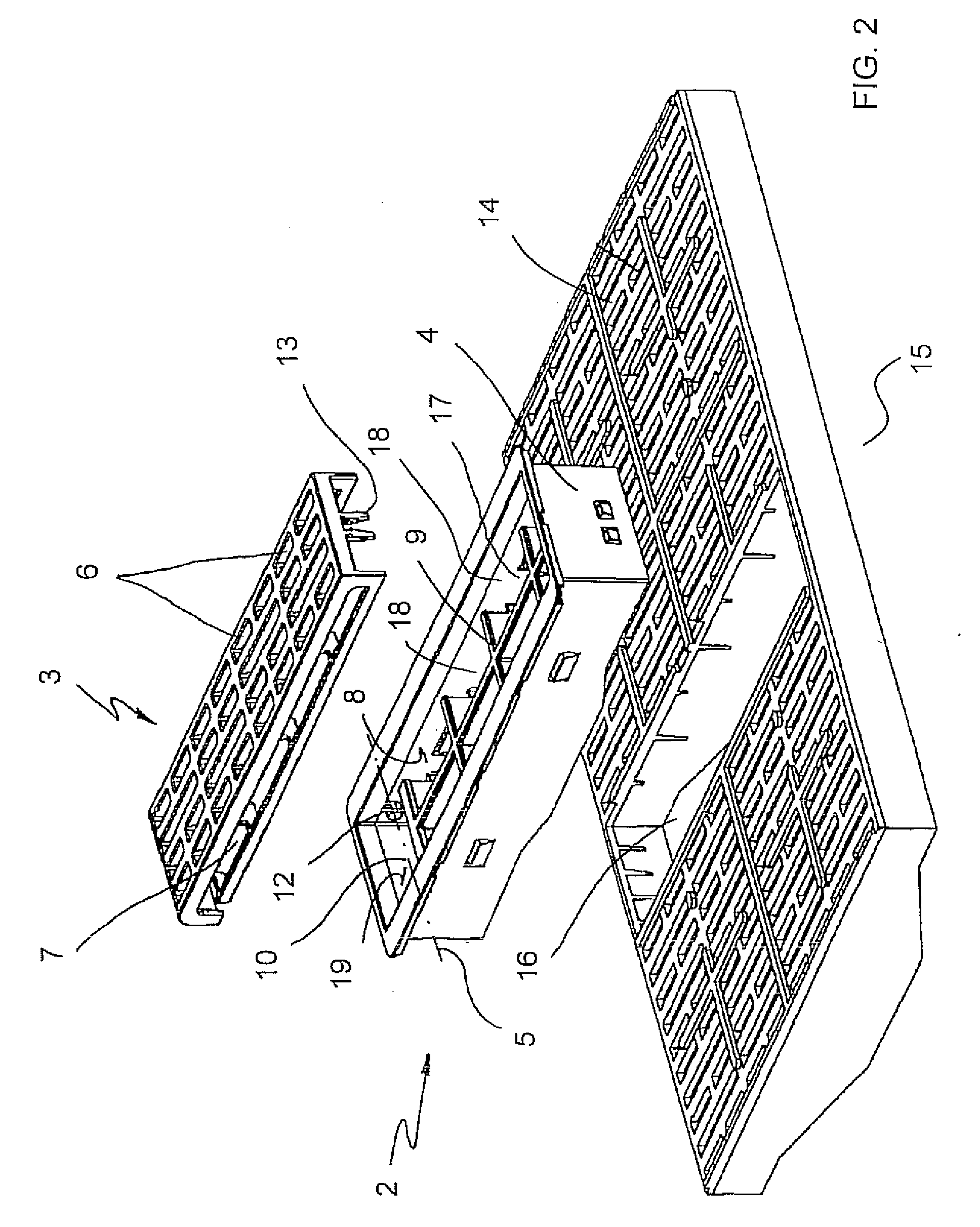 Slatted device for stable floors