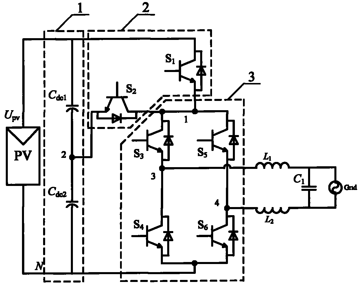 Non-isolated grid-connected inverter and switch control time sequence thereof