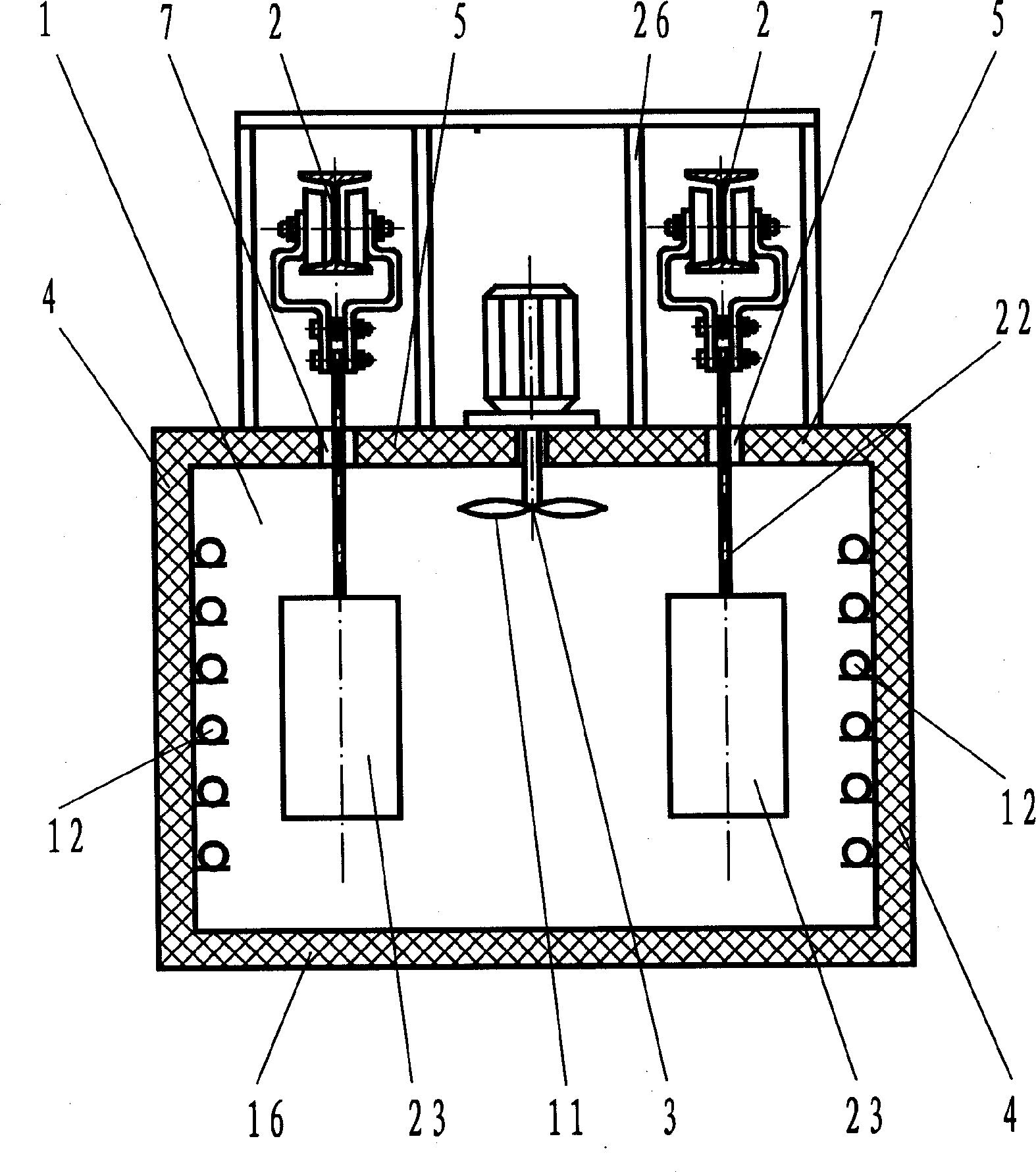Coating drying solidifying forced convection heating furnace with suspending conveying workpiece device