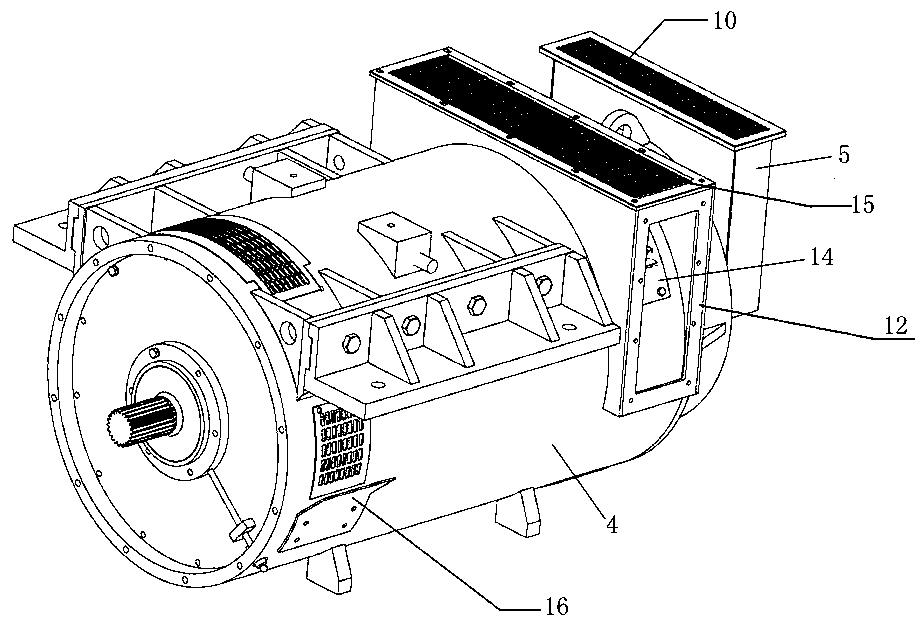 Water-wave-proof open-type self-ventilation main generator installed under vehicle and used for internal combustion motor car