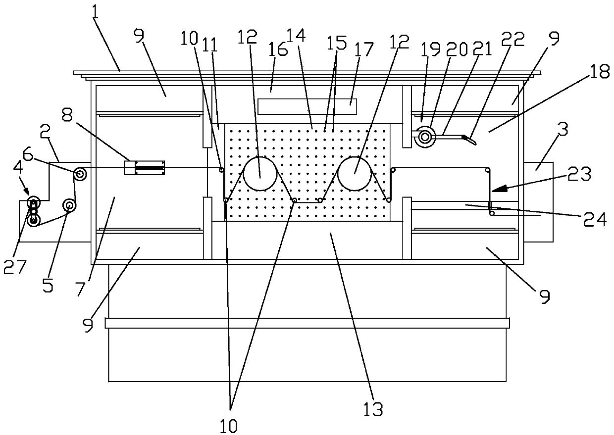 Drying, dewatering and impurity removing integrated device for fabric after finishing