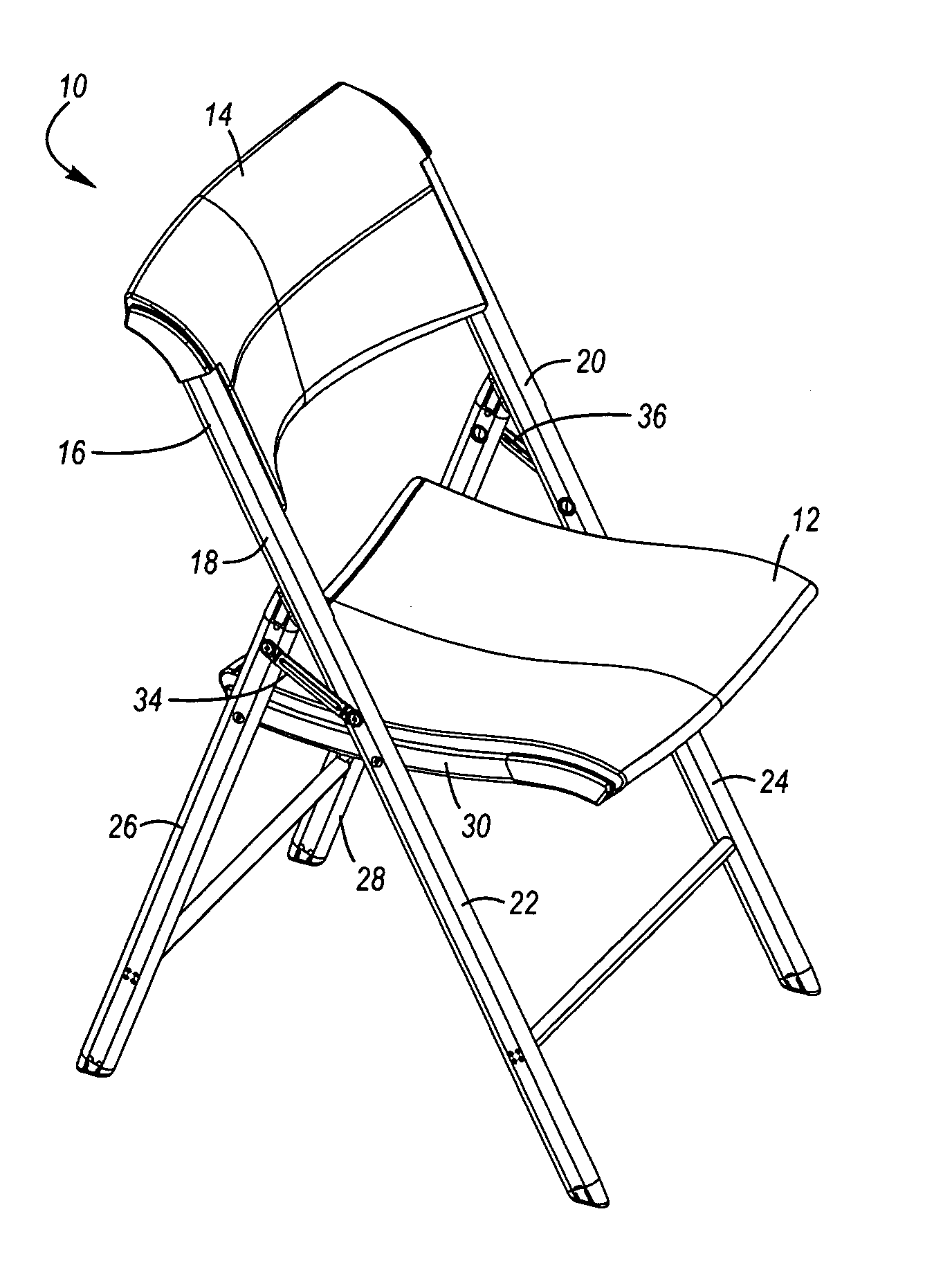 Folding chair with molded components