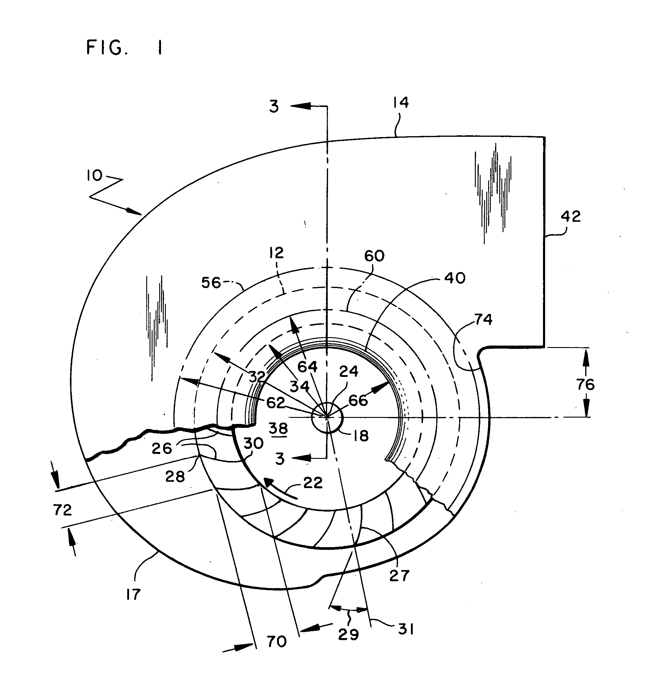 Fan inlet and housing for a centrifugal blower whose impeller has forward curved fan blades