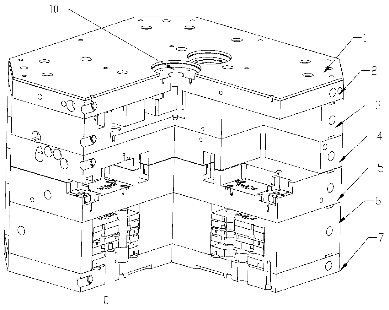 Four-station mold and injection molding method thereof