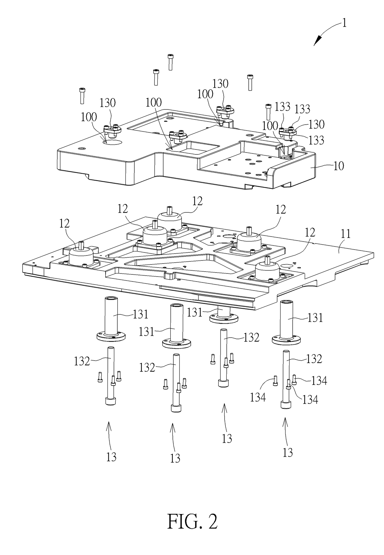 Locking mechanism for locking a floating platform loaded with a machine onto a base, shock absorbing device with locking mechanism, and method thereof