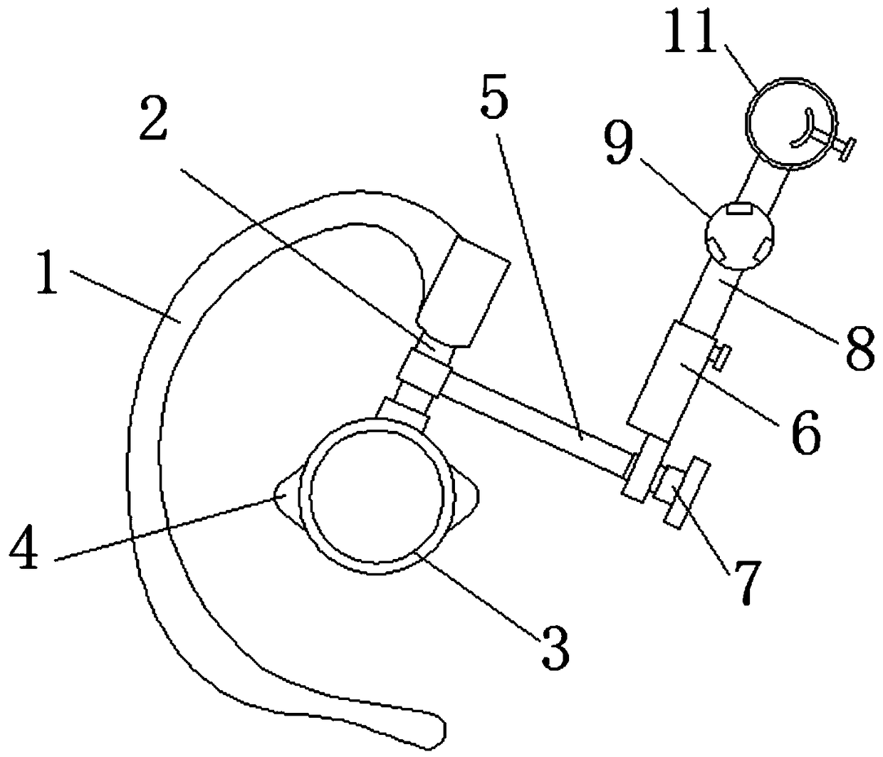 The invention relates to an otological examination device capable of being fixed with a human ear