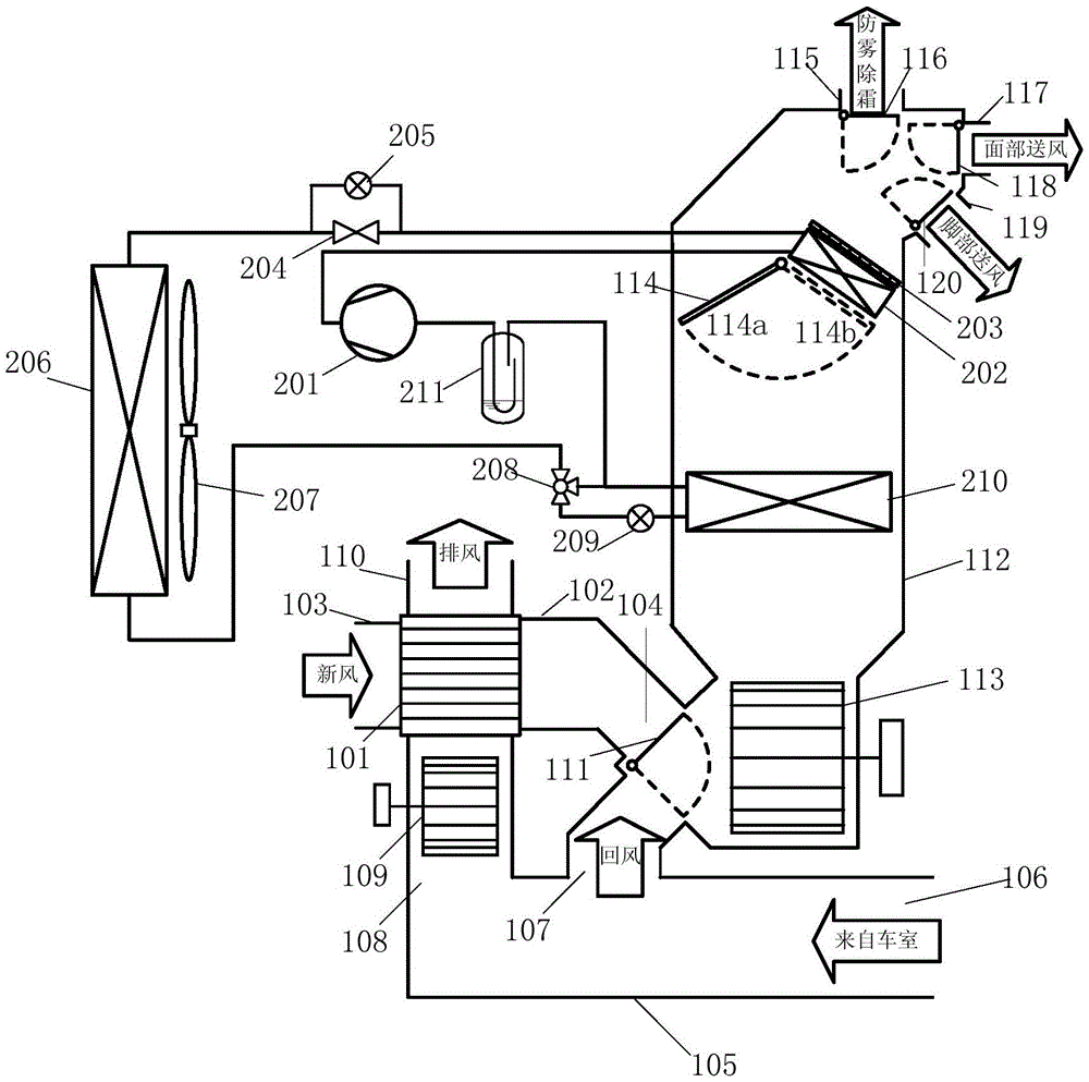 Method for recovery of exhaust air heat from electric vehicles and heat pump air-conditioning system using the method