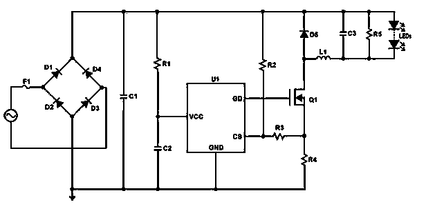Line voltage compensation circuit used for LED drive
