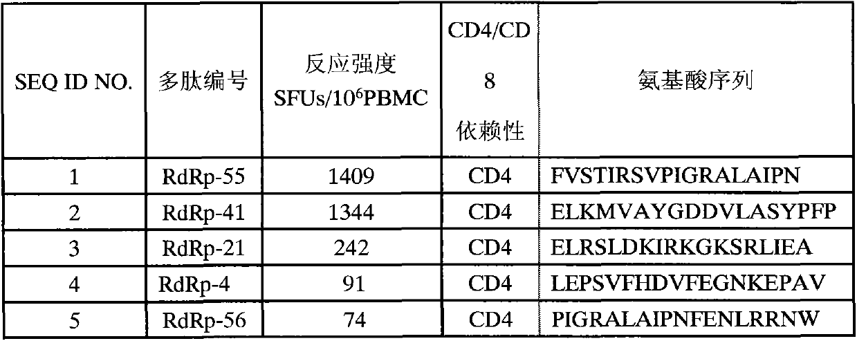 EV71 (Enterovirus 71) VP1 and RdRp (RNA dependent RNA polymerase) protein specific T cell epitope peptide as well as application thereof