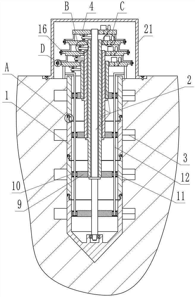 A device for detecting movement between rock and soil layers