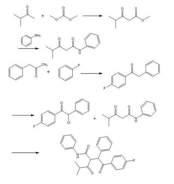 Synthesis method of 2-[2-(4-fluorophenyl)-2-oxa-1-phenylethyl]-4-methyl-3-oxa-N-phenylpentanamide