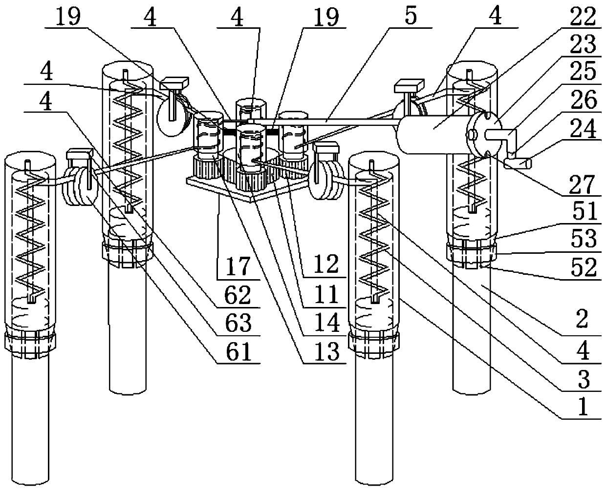 Lifting and locking device for table and chair legs