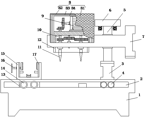 A drilling device for processing metal products