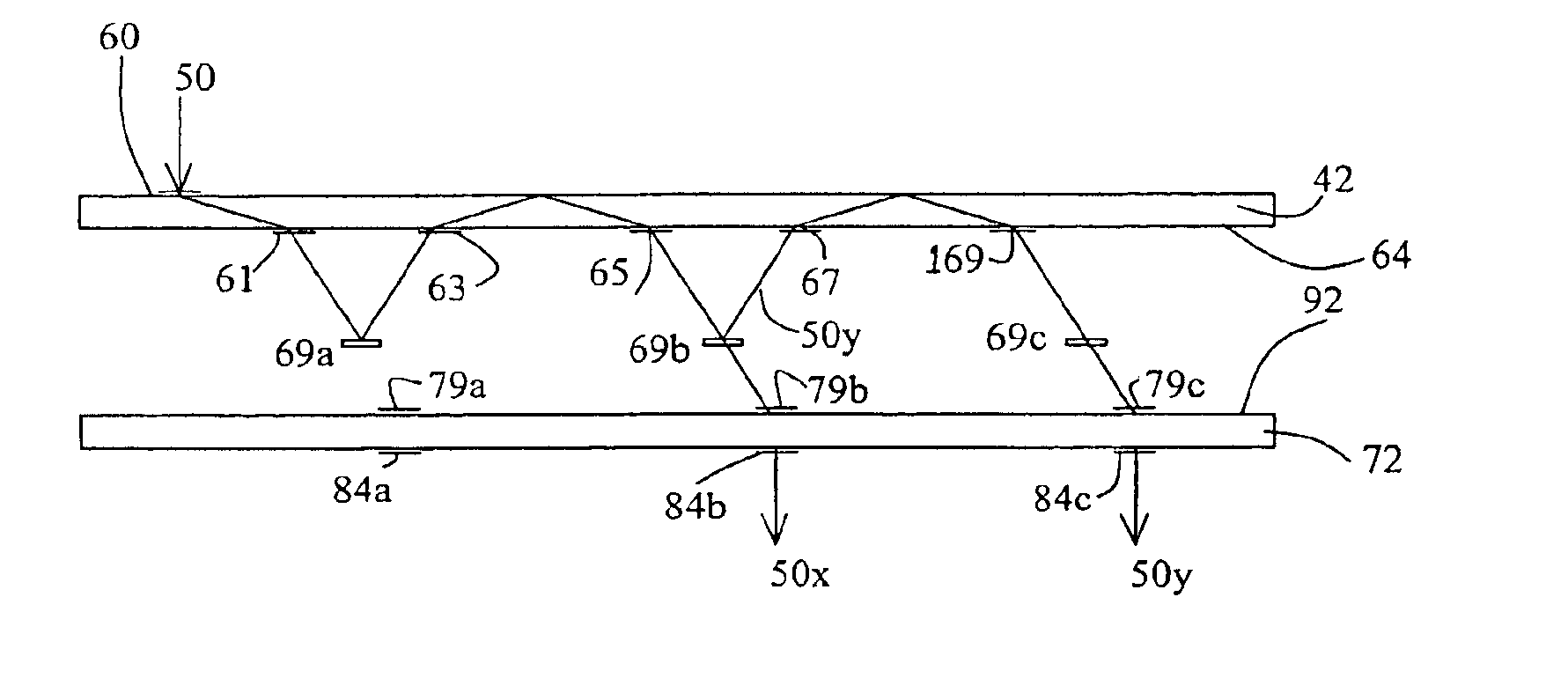 Compact dynamic crossbar switch by means of planar optics