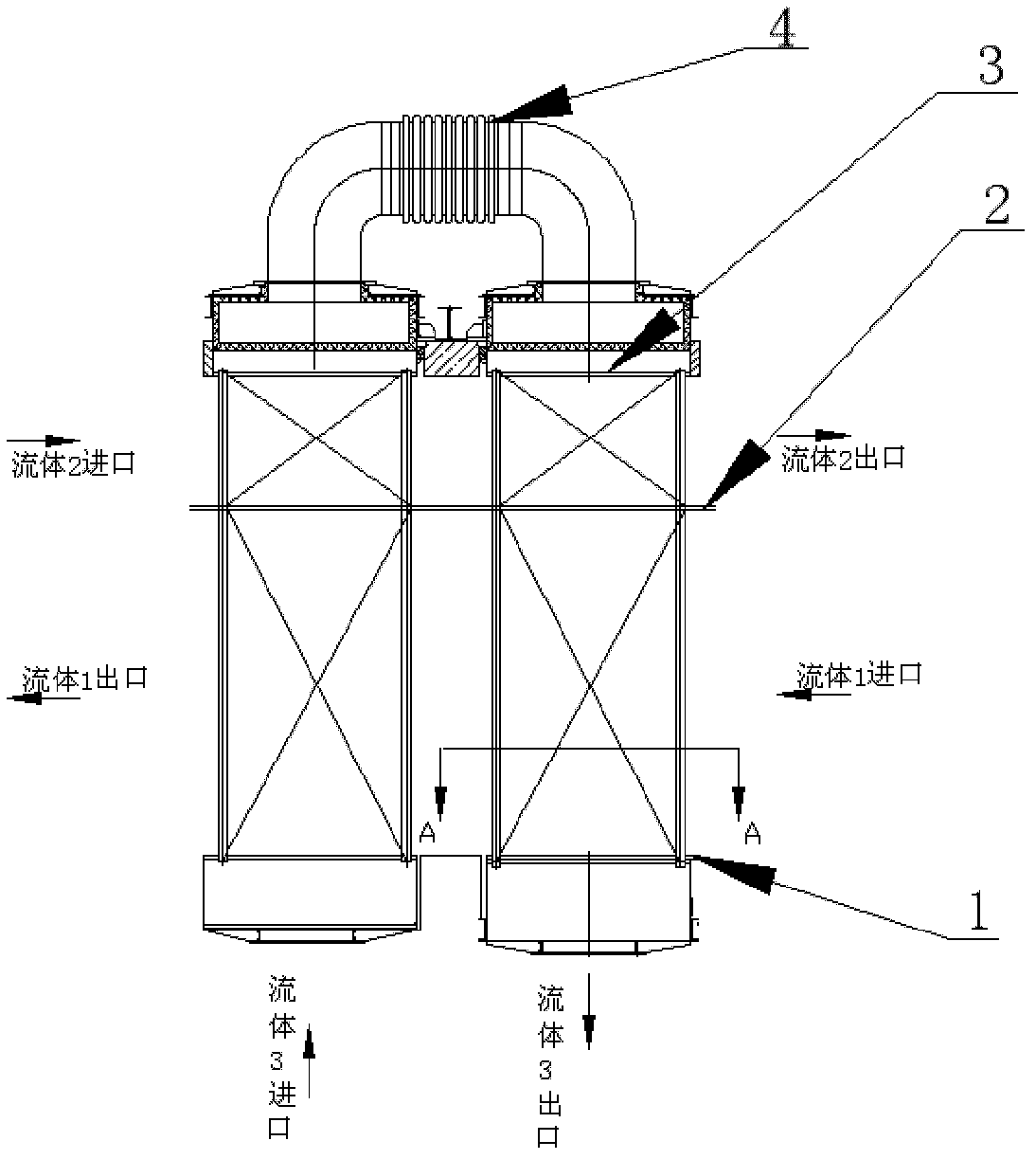 Three-fluid sleeve type heat-pipe heat exchanger