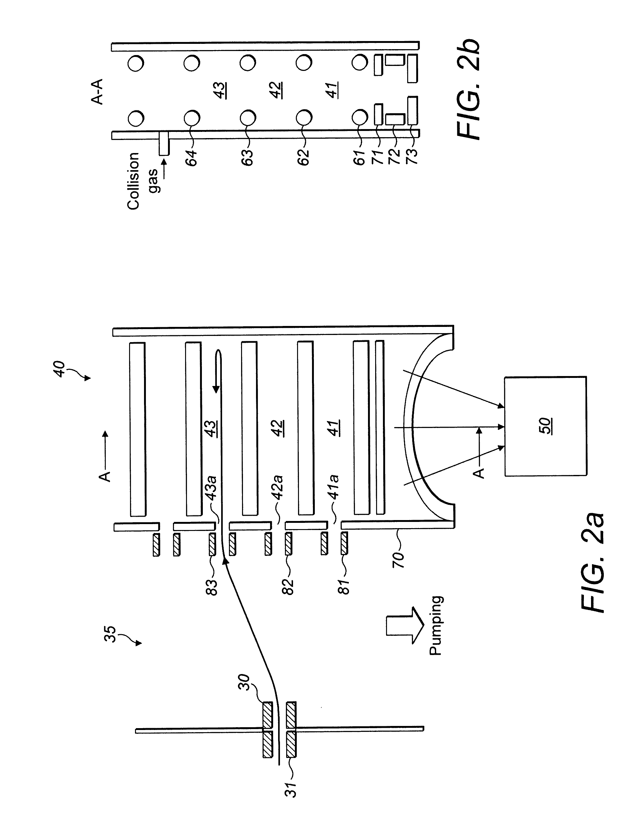 Collision cell for tandem mass spectrometry