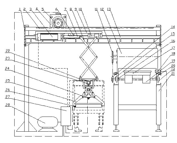 Automatic stacking device of rice seedling raising and sowing plates